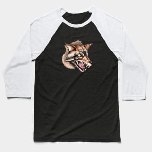 Angry Coyote Watercolor Painting Baseball T-Shirt